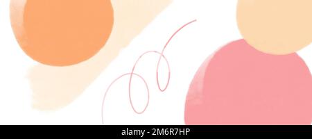 Peint à la main aquarelle pastel abstrait bannière arrière-plan, rose orange jaune clair couleur art simple Banque D'Images