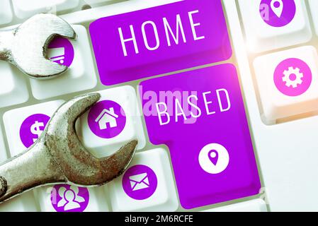 Légende de texte présentant en mode domicile. Approche commerciale les transactions bancaires sont effectuées directement par téléphone Banque D'Images