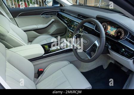 Hong Kong, Chine 17 novembre 2022 : Audi A8L 2022 Interior 17 2022 novembre à Hong Kong. Banque D'Images