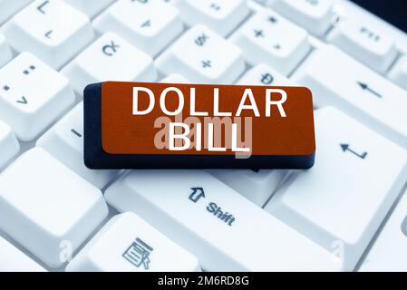 Légende conceptuelle Dollar Bill. Photo conceptuelle un morceau de papier d'une valeur d'un dollar Note de la Réserve fédérale Banque D'Images