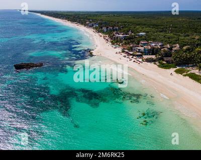 Antenne du site du patrimoine mondial de l'UNESCO Réserve de biosphère de Sian Ka'an, Quintana Roo, Mexique Banque D'Images