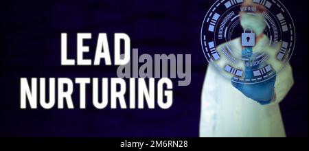 Légende de texte présentant le lead nuring. Concept signification méthode de construction d'une relation avec des clients potentiels Banque D'Images