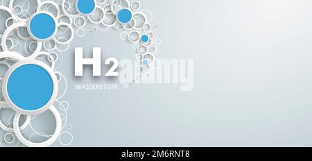H2 Wasserstoff anneaux blancs cercles bleus poussière Banque D'Images
