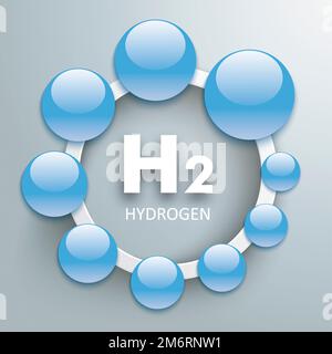 Bouton bleu gouttes White Ring H2 hydrogène Banque D'Images