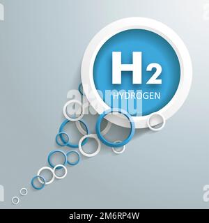 Bleu anneaux blancs queue H2 hydrogène Banque D'Images