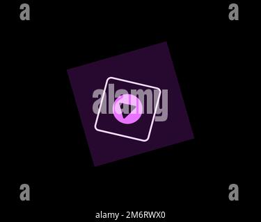 Adobe Premiere Elements, logo pivoté, arrière-plan noir Banque D'Images