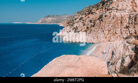 Plage de Kaputas côte de Lycia Turquie Plage de Kaputas, Mer méditerranée, Kas, Turquie Banque D'Images
