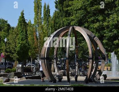 Art dans le parc dans la ville de Corvallis, Oregon Banque D'Images