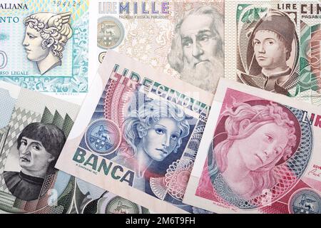 Vieux argent italien - Lira un fond Banque D'Images