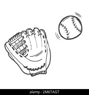 illustration vectorielle de style doodle. baseball. dessin simple de gant Illustration de Vecteur