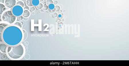H2 anneaux blancs en hydrogène poussière de cercles bleus Banque D'Images