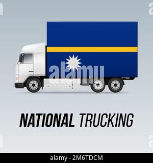 Symbole de camion de livraison nationale avec drapeau de Nauru. Icône du camionnage national et drapeau Nauruan Illustration de Vecteur