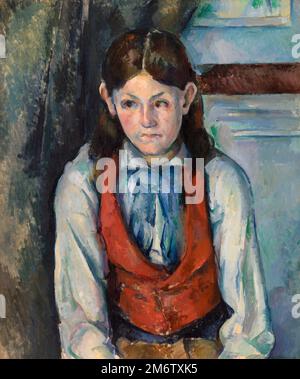 Garçon au gilet rouge peint par l'impressionniste français Paul Cézanne en 1890 Banque D'Images