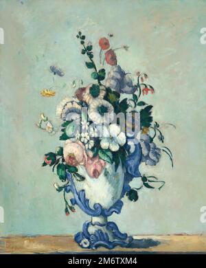 Fleurs dans un vase rococo peint par l'impressionniste français Paul Cézanne en 1876 Banque D'Images