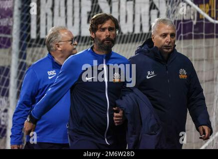 Mournview Park, Lurgan, Comté d'Armagh, Irlande du Nord, Royaume-Uni. 30 août 2022. Danske Bank Premiership – Glenavon c. Newry City. Irish League Manager, Glenavon Manager Gary Hamilton. Banque D'Images