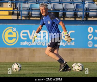 Mournview Park, Lurgan, Comté d'Armagh, Irlande du Nord, Royaume-Uni. 30 août 2022. Danske Bank Premiership – Glenavon c. Newry City. Mickey Keenan, entraîneur de gardien de but de Newry City. Banque D'Images