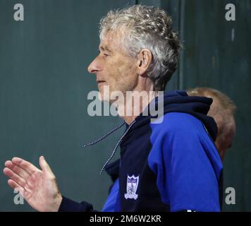 Mournview Park, Lurgan, Comté d'Armagh, Irlande du Nord, Royaume-Uni. 30 août 2022. Danske Bank Premiership – Glenavon c. Newry City. Mickey Keenan, entraîneur de gardien de but de Newry City. Banque D'Images