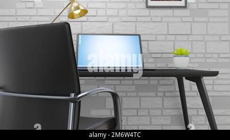 Ordinateur portable sur un bureau à la maison Banque D'Images