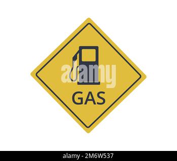 Indicateur de station-service sur signal jaune. Concept des panneaux de signalisation. Illustration de Vecteur