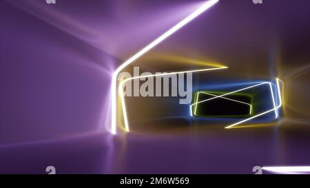 Arrière-plan du tunnel de lumières néon Banque D'Images