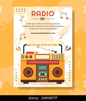 Illustration des modèles d'arrière-plan dessinés à la main de l'affiche de la Journée mondiale de la radio Illustration de Vecteur