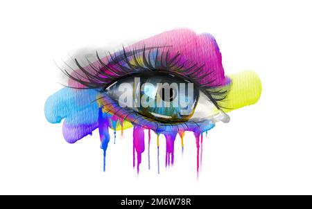 Human Eye avec des traits de peinture Banque D'Images