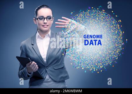 Femme d'affaires dans le concept de données génomiques Banque D'Images
