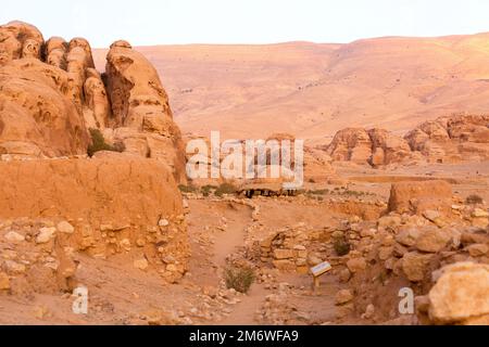 Règlement préhistorique d'Al Beidha, Pétra, Jordanie Banque D'Images