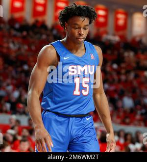 Houston, Texas, États-Unis. 5th janvier 2023. SMU garde Darius McBride (15) lors d'un match de basket-ball masculin NCAA entre les Houston Cougars et les Mustangs méthodistes du Sud le 5 janvier 2023 à Houston. Houston Won, 87-53, (Credit image: © Scott Coleman/ZUMA Press Wire) Banque D'Images