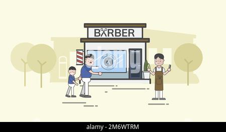 Jeu d'illustrations de vecteur de magasin de coiffure Illustration de Vecteur