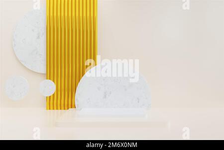 3d rendu du podium vide en marbre abstrait fond minimal. Scène pour la conception publicitaire, publicités cosmétiques, vitrine, présentation, maquette, nourriture Banque D'Images