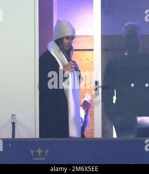 Leicester, Royaume-Uni. 03rd janvier 2023. Rebekah Vardy regarde le match de Leicester City v Fulham EPL Premier League, au King Power Stadium, Leicester, royaume-uni sur 3 janvier 2023. Crédit : Paul Marriott/Alay Live News Banque D'Images