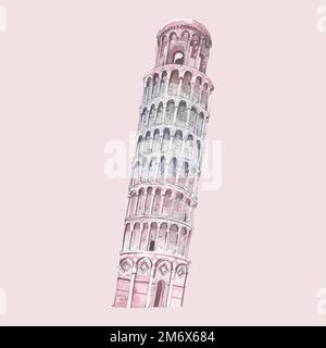 La Tour de Pise peinte par l'aquarelle Illustration de Vecteur