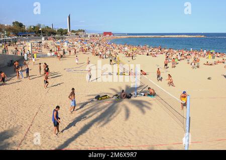 Photo du dossier datée du 08/09/08 d'une vue générale de la plage de Platja Nova Icarie à Barcelone, les compagnies de vacances s'attendent à ce que les réservations atteignent ou même dépassent les niveaux pré-coronavirus le samedi. Date de publication : vendredi 6 janvier 2023. Banque D'Images