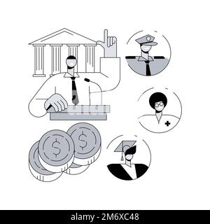 Illustration vectorielle abstraite du concept des dépenses publiques. Dépenses Budget du pays, liste des dépenses du gouvernement, consommation du secteur public, dôme brut Illustration de Vecteur
