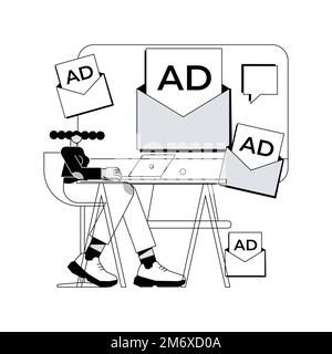 Illustration du vecteur de concept abstrait de la publicité Push. Publicité de notification push, promotion Internet, réseau publicitaire, stratégie traditionnelle, interruption Illustration de Vecteur