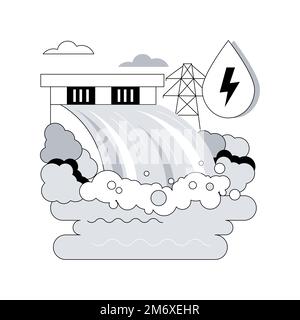 Illustration du vecteur de concept abstrait de l'hydroélectricité. Électricité hydraulique, énergie hydraulique, sources renouvelables, à court de chute, centrale hydroélectrique, da Illustration de Vecteur