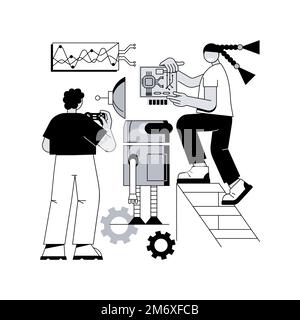 Illustration vectorielle abstraite de concept Engineering for Kids. Science pour les enfants, activités d'apprentissage amusantes, cours de développement précoce, génie mécanique Illustration de Vecteur