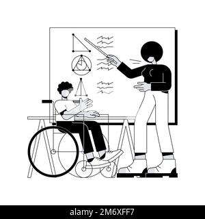 Illustration vectorielle du concept abstrait de l'éducation inclusive. Salle de classe inclusive, éducation pour les enfants ayant des besoins spéciaux, compétence communicative, di Illustration de Vecteur