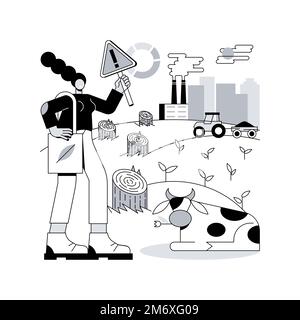 Illustration du vecteur de concept abstrait de l'utilisation globale des terres. Couverture terrestre mondiale, activité agricole, données environnementales mondiales, utilisation résidentielle, globalizati Illustration de Vecteur