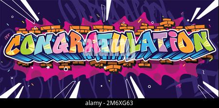 Motif de salutation dans le style graffiti. Street art urbain thème. Illustration colorée pour l'art mural, le fond, l'affiche et l'invita Illustration de Vecteur