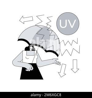 Illustration vectorielle abstraite de concept de rayonnement ultraviolet. Protection contre les rayonnements, destruction de la couche d'ozone, irradiation aux ultraviolets, maladie de l'épiderme Illustration de Vecteur