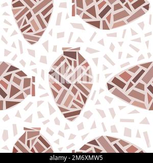 Motif vectoriel Kvevri sans couture avec carreaux. Bateau traditionnel de fabrication de vin d'argile géorgienne Qvevri. Illustration de Vecteur