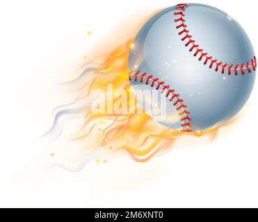 Ballon de baseball avec concept de flamme ou de feu Illustration de Vecteur