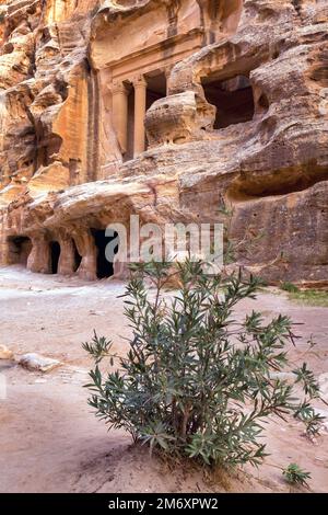 Wadi Musa, Jordan Triclinium à Little Petra, Siq al-Barid Banque D'Images