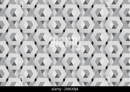 Vecteur d'arrière-plan à motifs hexagonaux gris 3D Illustration de Vecteur