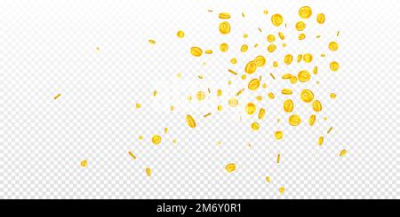 Les pièces du rouble russe tombent. Pièces RUB d'or dispersées. Russie argent. Concept de réussite commerciale. Illustration à vecteur large. Illustration de Vecteur