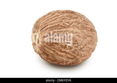 nutmeg isolé sur fond blanc avec une profondeur de champ totale Banque D'Images