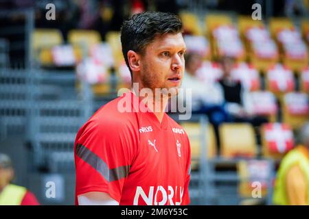 Odense, Danemark. 05th janvier 2023. Niklas Landon (1) du Danemark vu pendant le match d'essai entre le Danemark et l'Arabie Saoudite à l'arène de Jyske Bank à Odense. (Crédit photo : Gonzales photo/Alamy Live News Banque D'Images
