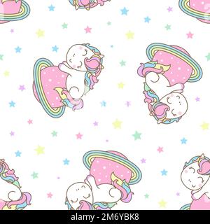 Motif transparent avec unicorn sur la planète. Vecteur Illustration de Vecteur